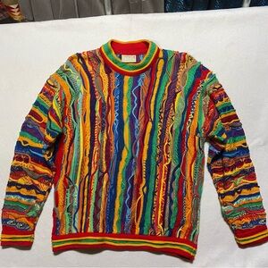 VTG COOGI 100% MERCERISED COTTON 3D Knit Crewneck SWEATER SIZE Medium